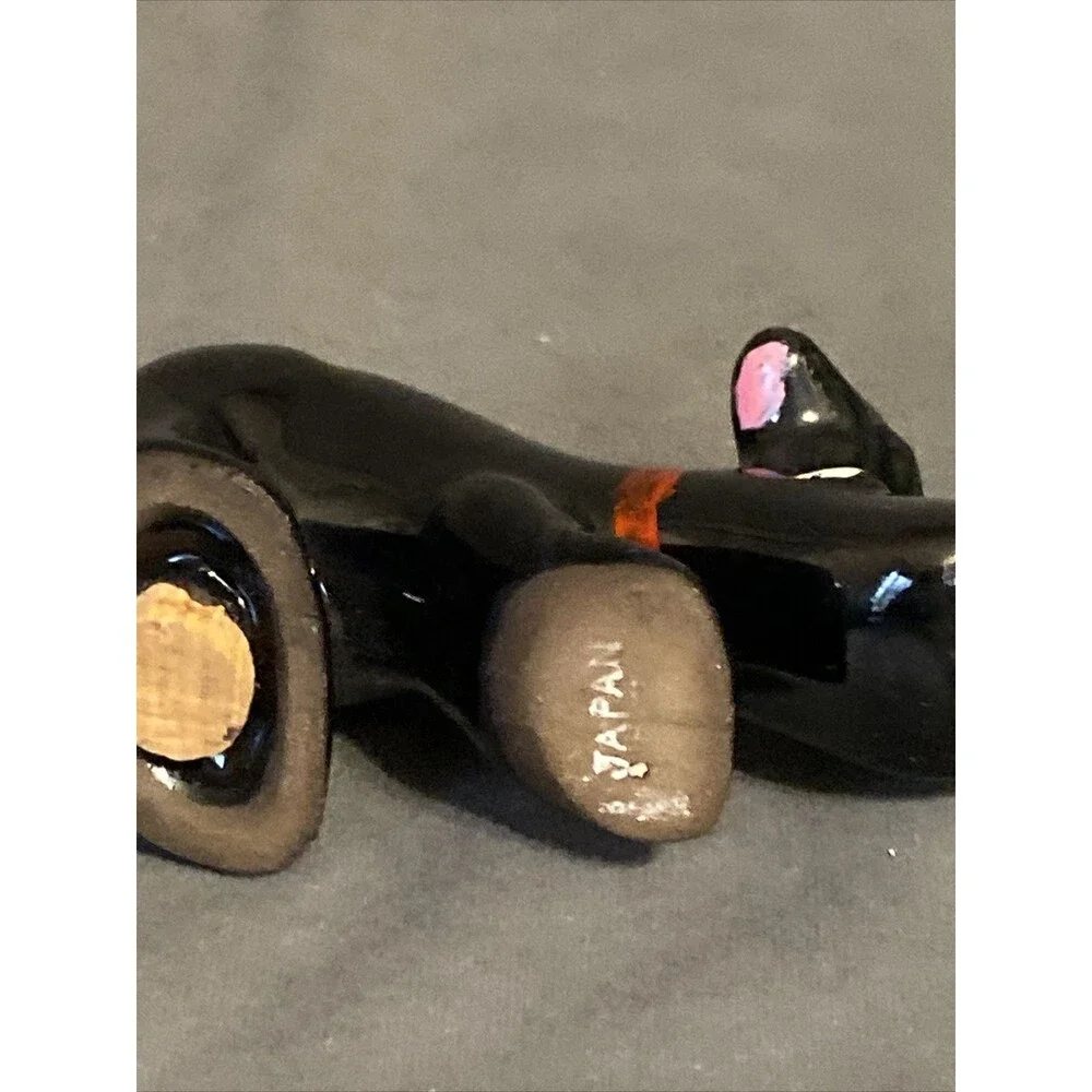 Black Dog Vintage Salt & Pepper Shaker Set Abstract Puppy Dog Japan